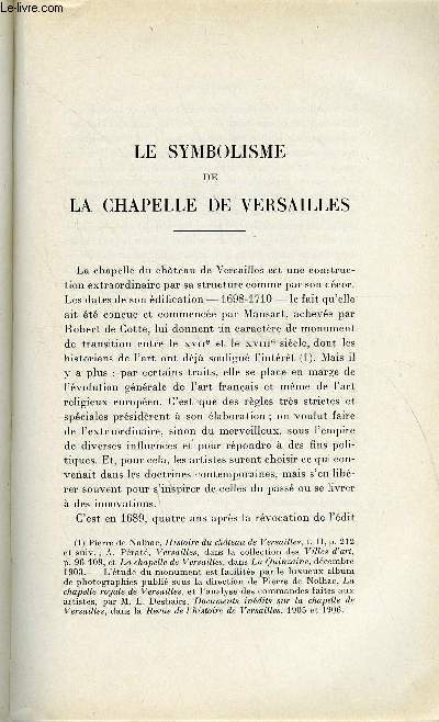 BULLETIN MONUMENTAL 96e VOLUME DE LA COLLECTION N3 - LE SYMBOLISME DE LA CHAPELLE DE VERSAILLE PAR PIERRE PRADEL