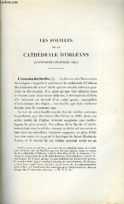 BULLETIN MONUMENTAL 97e VOLUME DE LA COLLECTION N1 - LES FOUILELS DE LA CATHEDRALE D'ORLEANS (SEPTEMBRE-DECEMBRE 1937) PAR GEORGES CHENESSEAU
