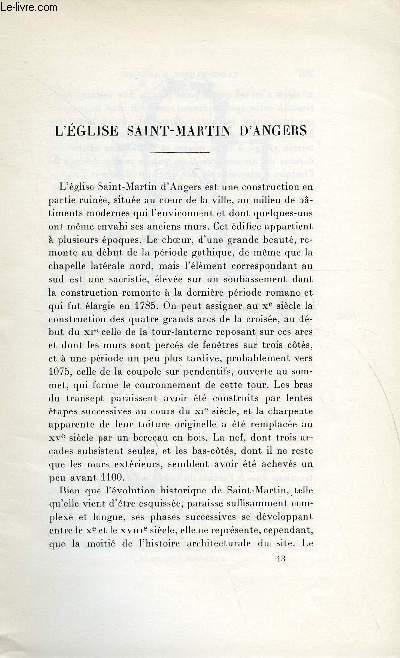 BULLETIN MONUMENTAL 110e VOLUME DE LA COLLECTION N3 - L'EGLISE SAINT-MARTIN D'ANGERS PAR GEORGES H. FORSYTH