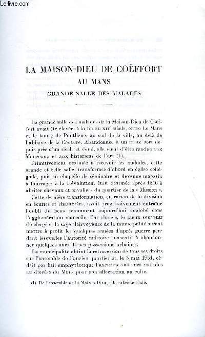 BULLETIN MONUMENTAL 112e VOLUME DE LA COLLECTION N1 - LA MAISON-DIEU DE COEFFORT AU MANS - GRANDE SALLE DES MALADES PAR ROBERT VASSAS