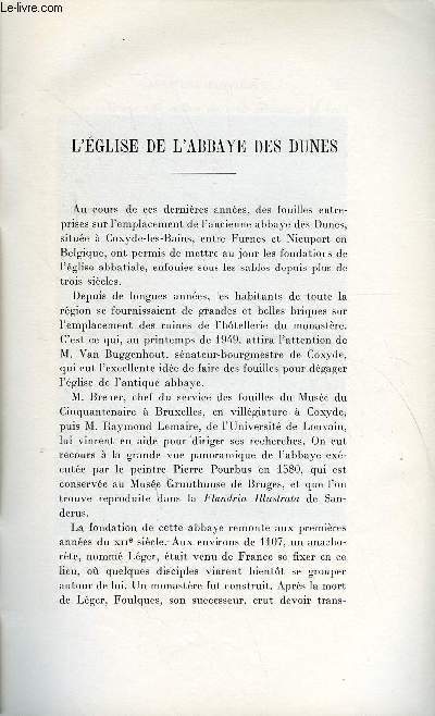 BULLETIN MONUMENTAL 112e VOLUME DE LA COLLECTION N3 - L'EGLISE DE L'ABBAYE DES DUNES PAR FR. M.-ANSELME DIMIER