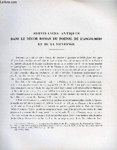 BULLETIN MONUMENTAL 114e VOLUME DE LA COLLECTION N1 - SURVIVANCES ANTIQUES DANS LE DECOR ROMAN DE POITOU, DE L'ANGOUMOIS ET DE LA SAINTONGE PAR R. CROZET