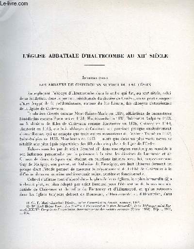 BULLETIN MONUMENTAL 118e VOLUME DE LA COLLECTION N°1 - L'EGLISE ABBATIALE D'HAUTECOMBE AU XIIe SIECLE PAR DOM ROMAIN CLAIR