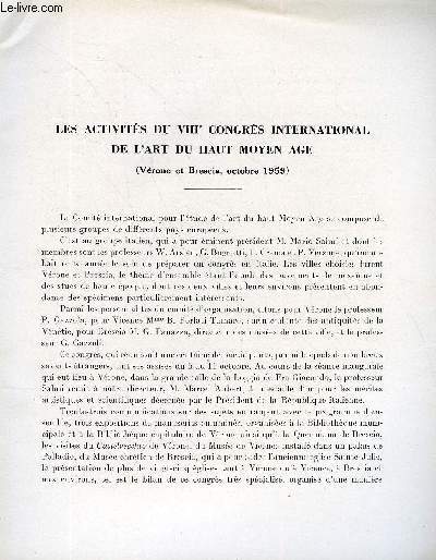 BULLETIN MONUMENTAL 118e VOLUME DE LA COLLECTION N1 - LES ACTIVITES DU VIIIe CONGRES INTERNATIONAL DE L'ART DU HAUT MOYEN AGE (VERONE ET BRESCIA, OCTOBRE 1959) PAR JEAN VALLERY-RADOT