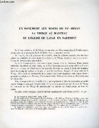 BULLETIN MONUMENTAL 118e VOLUME DE LA COLLECTION N2 - UN MONUMENT AUX MORTS DU XVe SIECLE - LA VIERGE AU MANTEAU DE L'EGLISE DE LAVAL EN DAUPHINE PAR PAUL DESCHAMPS