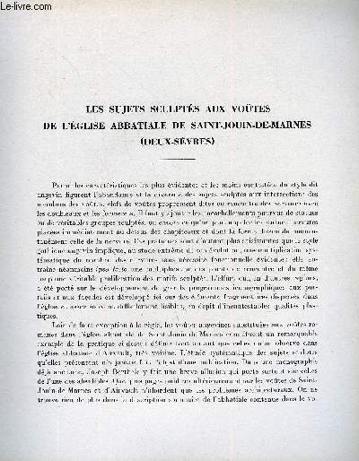 BULLETIN MONUMENTAL 118e VOLUME DE LA COLLECTION N4 - LES SUJETS SCULPTES AUX VOUTES DE L'EGLISE ABBATIALE DE SAINT-JOUIN-DE-MARNES (DEUX-SEVRES) PAR RENE CROZET