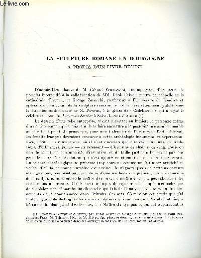BULLETIN MONUMENTAL 119e VOLUME DE LA COLLECTION N4 - LA SCULPTURE ROMANE EN BOURGOGNE A PROPOS D'UN LIVRE RECENT PAR FRANCIS SALET