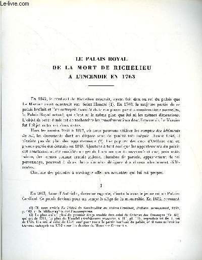BULLETIN MONUMENTAL 120e VOLUME DE LA COLLECTION N2 - LE PALAIS ROYAL DE LA MORT DE RICHELIEU A L'INCENDIE EN 1763 PAR TONY SAUVEL