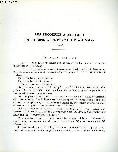 BULLETIN MONUMENTAL 121e VOLUME DE LA COLLECTION N1 - LES BRODERIES A ALPHABET ET LA MISE AU TOMBEAU DE SOLESMES (FIN) PAR CHANOINE TONNELLIER