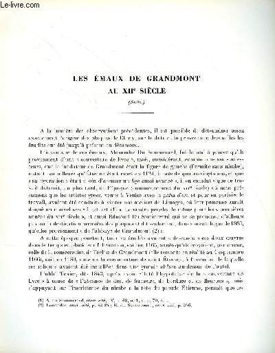 BULLETIN MONUMENTAL 121e VOLUME DE LA COLLECTION N1 - LES EMAUX DE GRANDMONT AU XIIe SIECLE (SUITE) PAR GENEVIEVE FRANCOIS-SOUCHAL