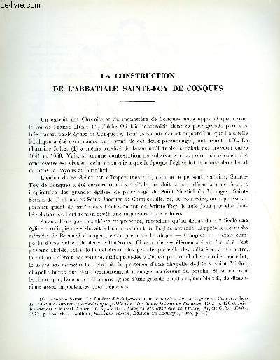 BULLETIN MONUMENTAL 123e VOLUME DE LA COLLECTION N1 - LA CONSTRUCTION DE L'ABBATIALE SAINTE-FOY DE CONQUES PAR MARCEL DEYRES