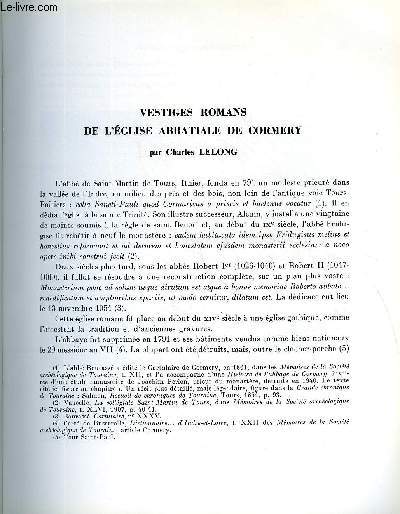BULLETIN MONUMENTAL 124e VOLUME DE LA COLLECTION N4 - VESTIGES ROMANS DE L'EGLISE ABBATIALE DE CORMERY PAR CHARLES LELONG
