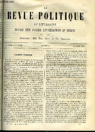 LA REVUE POLITIQUE ET LITTERAIRE 4e ANNEE - 1er SEMESTRE N5 - LES JUIFS D'EUROPE - MIGRATIONS ET TRANSFORMATIONS MORALES DES JUIFS PAR L. DRAPEYRON, LE PETIT HODGE - PREMIERE PARTIE PAR EDOUARD JENKINS, AVENTURES D'UN ALGERIEN DANS LE SAHARA MAROCAIN