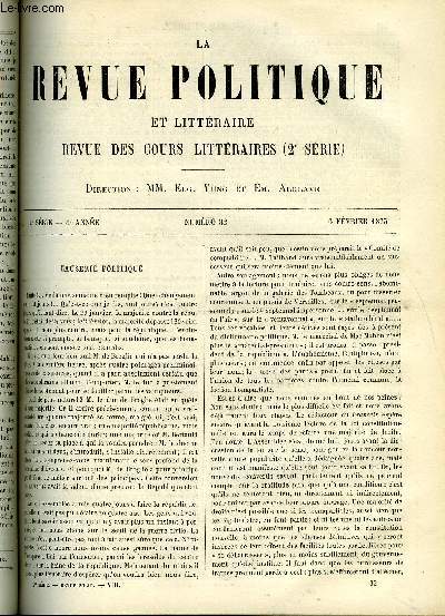 LA REVUE POLITIQUE ET LITTERAIRE 4e ANNEE - 2e SEMESTRE N32 - PHILON D'ALEXANDRIE PAR ERNEST HAVET, L'EUROPE MERIDIONALE ET LE MONDE MEDITERRANEEN PAR P.VIDAL-LABLACHE, LE CHAMP DE BATAILLE DE BORODINO PAR ALFRED RAMBAUD, COURS DE MORAL A L'USAGE