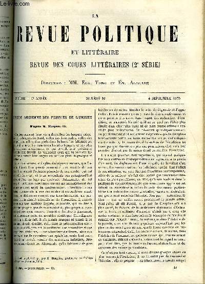 LA REVUE POLITIQUE ET LITTERAIRE 5e ANNEE - 1er SEMESTRE N°10 - HISTOIRE ANCIENNE DES PEUPLES DE L'ORIENT PAR F. BRUNETIERE, UN POETE PHILOSOPHE DE SULLY PRDUHOMME PAR E. BOUTROUX, RECENTES PUBLICATIONS HISTORIQUES PAR ALFRED RAMBAUD