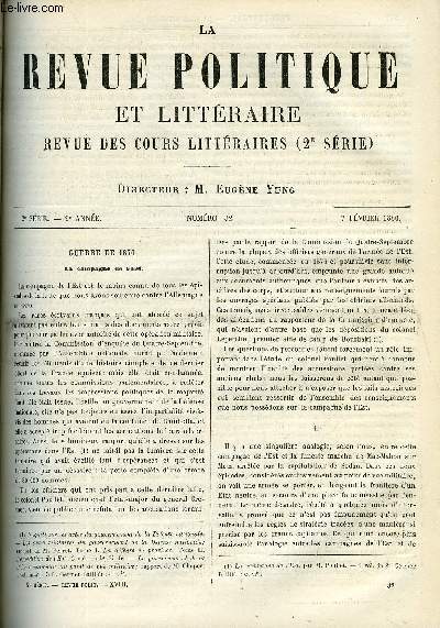 LA REVUE POLITIQUE ET LITTERAIRE 9e ANNEE - 2e SEMESTRE N32 - LA CAMPAGNE DE L'EST PAR FREUDENTHAL, ETUDES NOUVELLES DU SHAKSPERE PAR GEORGER LYON, LA REFORME A DIEPPE ET DANS LE LANGUEDOC PAR GEORGES DE NOUVION