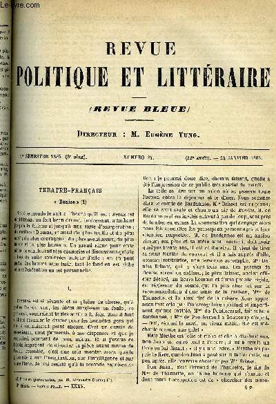 LA REVUE POLITIQUE ET LITTERAIRE 5e ANNEE - 1er SEMESTRE N24 - LA 