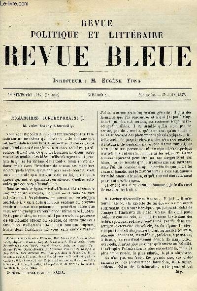 LA REVUE POLITIQUE ET LITTERAIRE 7e ANNEE - 1er SEMESTRE N26 - JULES BARBEY D'AUREVILLY PAR JULES LEMAITRE, MA VOCATION CHAPITRE XIII PAR FERDINAND FABRE, LA CONSTITUTION ANGLAISE PAR FRANCIS DE PRESSENSE