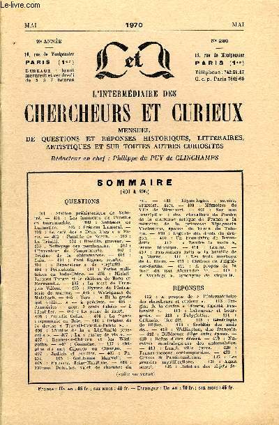 L'INTERMEDIAIRE DES CHERCHEURS ET CURIEUX N 230 - QUESTIONS 401: Station prhistorique de Solu-tr. - 401: Les honneurs de l'oreilleen tauromachie. - 402: Noblesse deLamartine. - 402 : Prnom Lamoral.