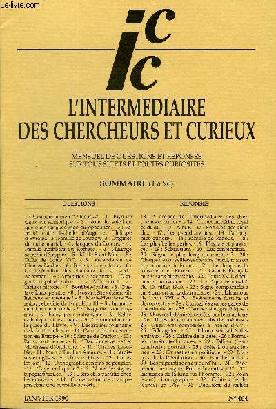 L'INTERMEDIAIRE DES CHERCHEURS ET CURIEUX N° 464 - QUESTIONS 1 : Citation latine : 
