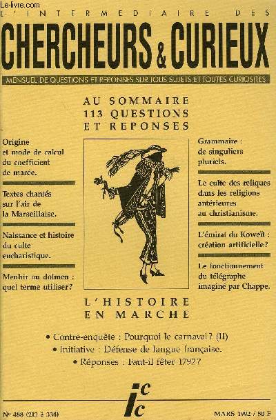 L'INTERMEDIAIRE DES CHERCHEURS ET CURIEUX N 488 - Les Hbreux en Egypte. La reine Taousert.Nombre de 