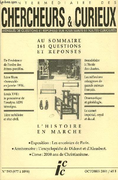 L'INTERMEDIAIRE DES CHERCHEURS ET CURIEUX N 593 - Rpliques  Porphyre..Pays bigouden..Les noms des couleurs en hraldique..Concierge : tymologie....Armoiries . D'azur au lion d'argent rampant....  identifier