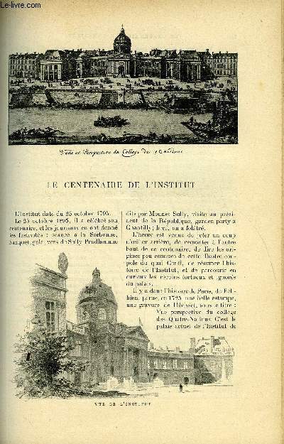 LE MONDE MODERNE TOME 2 - Le centenaire de l'institut par Lo Claretie, Un djeuner a Chantilly par Paul Lippmann