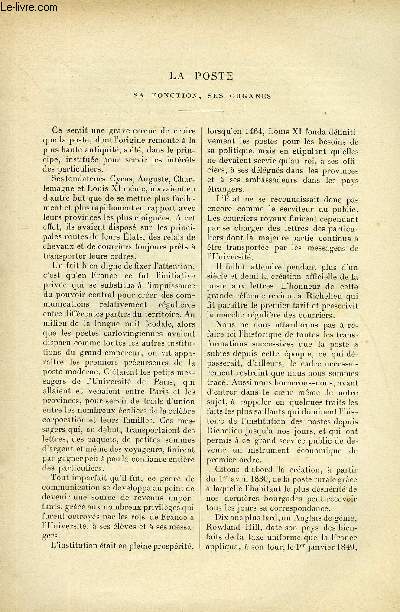 LE MONDE MODERNE TOME 4 - LA POSTE - SA FONCTION, SES ORGANES