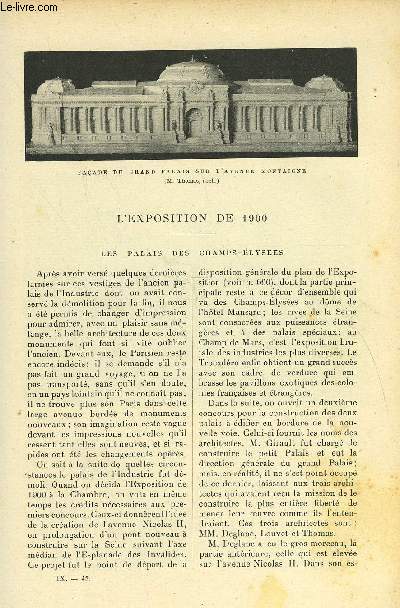 LE MONDE MODERNE TOME 11 - L'EXPOSITION DE 1900, LES PALAIS DES CHAMPS-ELYSEES