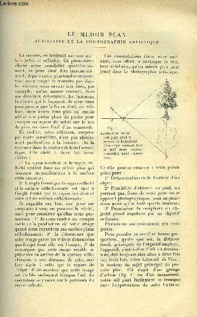 LE MONDE MODERNE TOME 13 - LE MIROIR PLAN, AUXILIAIRE DE LA PHOTOGRAPHIE ARTISTIQUE