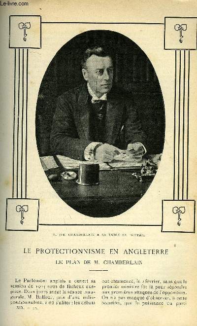 LE MONDE MODERNE TOME 19 - LE PROTECTIONNISME EN ANGLETERRE - LE PLAN DE M. CHAMBERLAIN + L'AME DES FLEURS