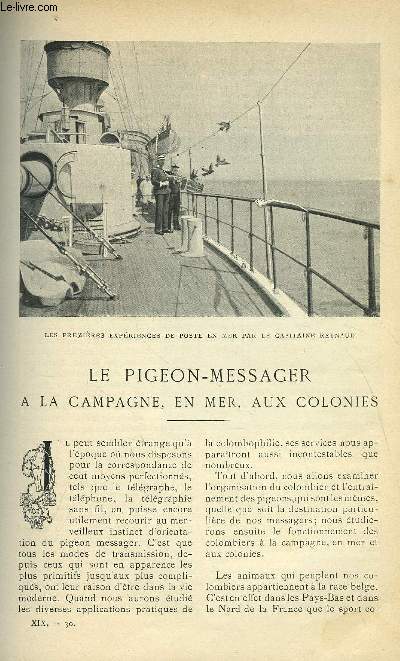 LE MONDE MODERNE TOME 19 - LE PIGEON-MESSAGER A LA CAMPAGNE, EN MER, AUX COLONIES