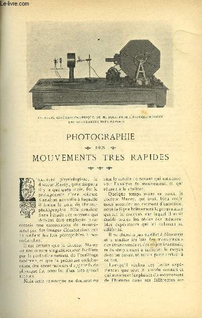 LE MONDE MODERNE TOME 21 - PHOTOGRAPHE DES MOUVEMENTS TRES RAPIDE