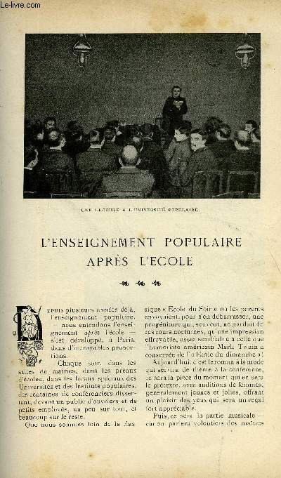 LE MONDE MODERNE TOME 21 - L'ENSEIGNEMENT POPULAIRE APRES L'ECOLE