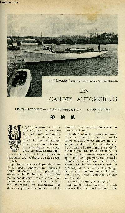 LE MONDE MODERNE TOME 21 - LES CANOTS AUTOMOBILES