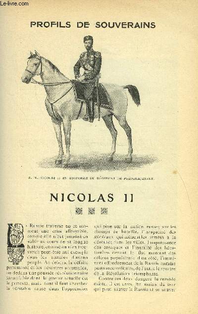 LE MONDE MODERNE TOME 22 - PROFILS DE SOUVERAINS - NICOLAS II + L'AUTEL DE CERES