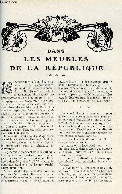 LE MONDE MODERNE TOME 27 - DANS LES MEUBLES DE LA REPUBLIQUE