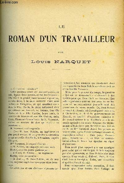 LE MONDE MODERNE - SUPPLEMENT CONSACRE AU ROMAN CONTEMPORAIN N3 - LE ROMAN D'UN TRAVAILLEUR