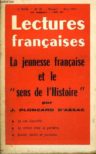 LECTURES FRANCAISES N 48 - LA JEUNESSE FRANCAISE ET LE 