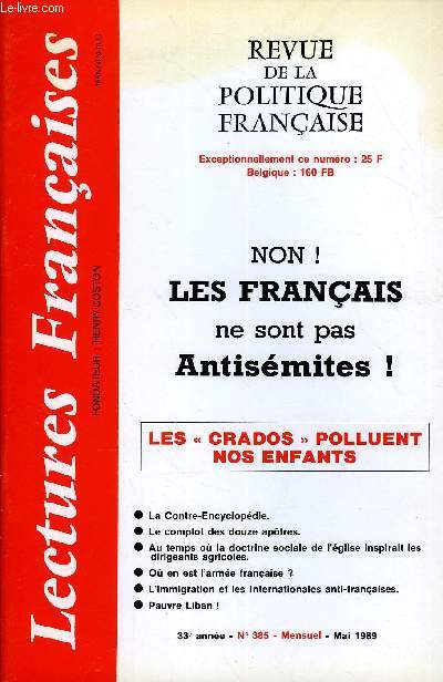 LECTURES FRANCAISES N 385 - NON ! LES FRANCAIS NE SONT PAS ANTISEMITES !, LES 