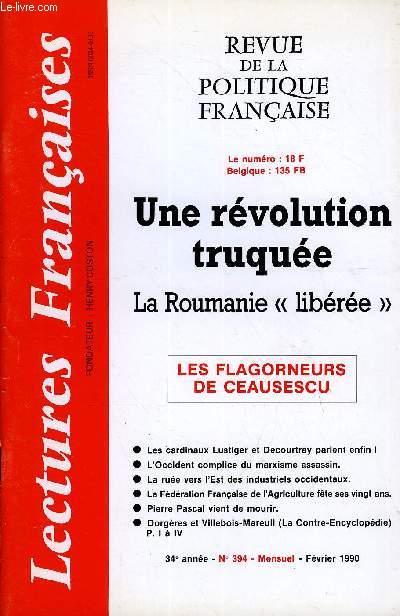 LECTURES FRANCAISES N 394 - UNE REVOLUTION TRUQUEE, LA ROUMANIE 
