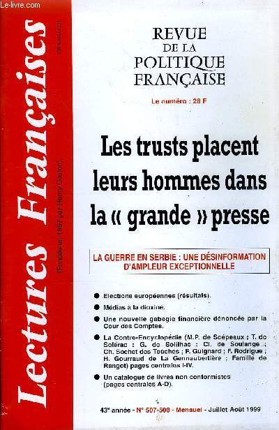 LECTURES FRANCAISES N 507-508 - LES TRUSTS PLACENT LEURS HOMMES DANS LA 