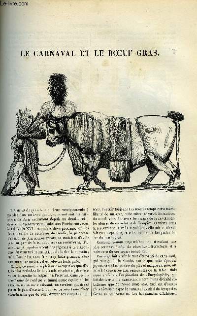 EXTRAIT DE LA REVUE PITTORESQUE, MUSEE LITTERAIRE ILLUSTRE PAR LES PREMIERS ARTISTES TOME 1 - LE CARNAVAL ET LE BOEUF GRAS, LE TIR AU PISTOLET, THEATRES DE PARIS (JANVIER)