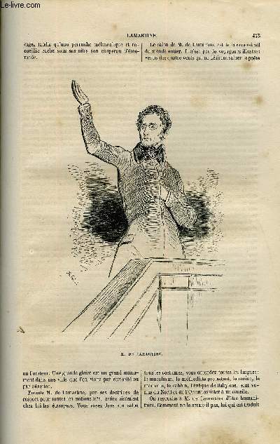 EXTRAIT DE LA REVUE PITTORESQUE, MUSEE LITTERAIRE ILLUSTRE PAR LES PREMIERS ARTISTES TOME 1 - SALON DE M. DE LAMARTINE, LE GENIE DANS L'OBSCURITE, RICHARD, HOTEL PIMODAN