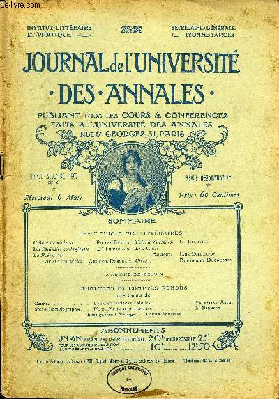JOURNAL DE L'UNIVERSITE DES ANNALES ANNEE SCOLAIRE 1907 N6 - LES 