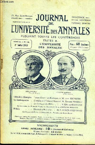 JOURNAL DE L'UNIVERSITE DES ANNALES 7e ANNEE SCOLAIRE N°14 - Littérature Etrangère. 