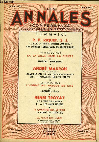 LES ANNALES - CONFERENCIA 60e ANNEE N33 - R. P. RIQUET S. J., 