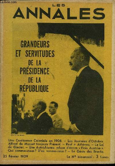 LES ANNALES 56e ANNEE - N 2621 - Une Confrence Coloniale en 1906. - Les Journes d'Octobre. Alfred de Musset toujours Prsent. - Paul  Athnes. - La Loi du Glacier. - Une Autrichienne refuse d'crire  Finis Austri . Qui sommes-nous?