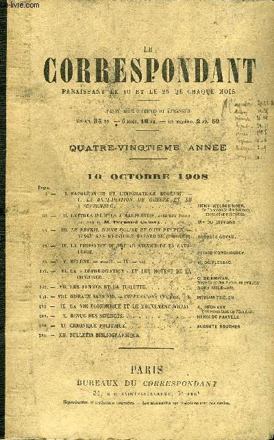 LE CORRESPONDANT TOME 197 DU 10 OCTOBRE 1908 AU 25 DECEMBRE 1908