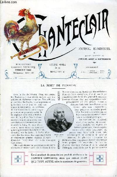 CHANTECLAIR N 78 - LA MORT DE PICHEGRU PAR ERNEST DAUDET, LE DOCTEUR RAMON COLL Y PUJOL